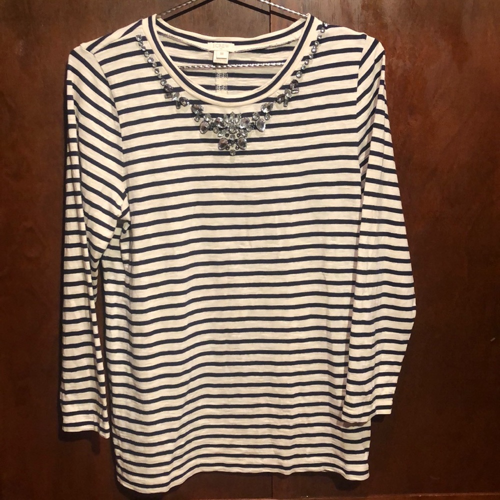 J. Crew Jeweled Long Sleeve Blouse. Size~ M